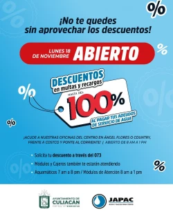JAPAC invita a aprovechar campaña de descuentos