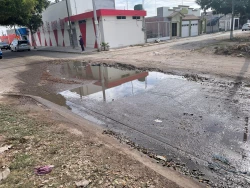 ¡Completa asquerosidad! Reportan drenaje colapsado en calle Prado Único y Oceanía