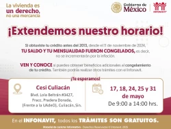 INFONAVIT amplía horario de atención en Sinaloa