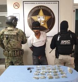 Detenido masculino en posesión de arma de fuego y droga durante operativo conjunto en Ciudad Obregón