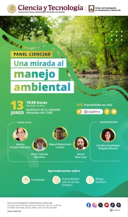 Invita CIAD Mazatlán a panel  CienCIAD: Una Mirada al Manejo Ambiental