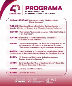 Gobierno de Sonora celebrará 40 aniversario del Centro Ecológico