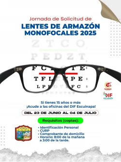 DIF Escuinapa invita a la ciudadanía a realizar la solicitud de lentes monofocales