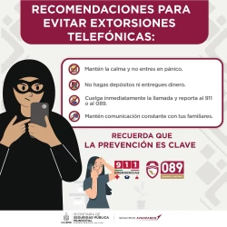 SSPM exhorta a no caer en extorsiones telefónicas ni digitales