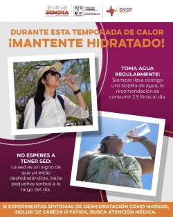 Exhorta Gobierno de Sonora a protegerse del calor extremo y atender señales de alarma