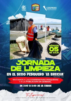 COEPRISS invita a cooperativas pesqueras y población escuinapense a Jornada de Limpieza de La Brecha, Teacapán