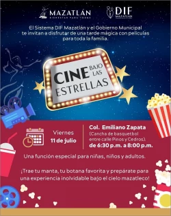 “Cine bajo las Estrellas” llegará a la colonia Emiliano Zapata
