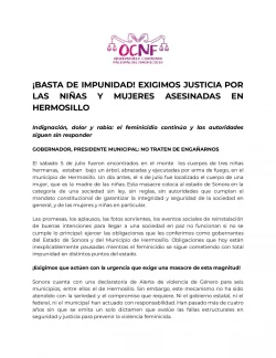 Colectivos exigen justicia y fin de la impunidad en Sonora: 40 mujeres asesinadas en lo que va del año, sólo 4 casos clasificados como feminicidio