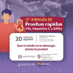 Este miércoles habrá jornada de pruebas rápidas para la detección de VIH, Hepatitis C y Sífilis