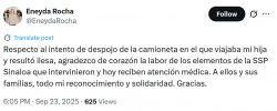 "Mi hija resultó ilesa": Rocha Ruíz