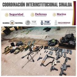 Tras agresión en Culiacán, Grupo Interinstitucional asegura a un civil, 2 vehículos, armas, cargadores, cartuchos y equipo táctico