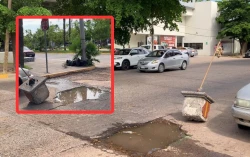 ¡Mucho cuidado! Reportan bache de dos metros en Guerrero y Rosendo G. Castro