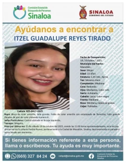 Itzel Reyes, jovencita de 15 años de edad se encuentra desaparecida en Mazatlán 