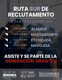 Gobierno de Sonora busca aspirantes para Policías de Proximidad en municipios del sur