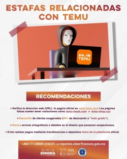 Gobierno de Sonora alerta sobre estafas en línea relacionadas con Temu 
