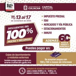 Juan de Dios Gámez anuncia que el Ayuntamiento de Culiacán se suma con descuentos al Buen Fin