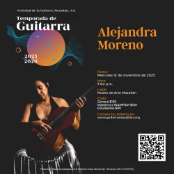 Se presentará la guitarrista Alejandra Morena en el segundo concierto de la Temporada de Guitarra Mazatlán 2025-2026