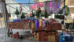 Puestos de luces navideñas y pinos iluminan el Centro de Mazatlán