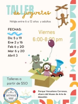 Taller de juguetes artesanales para niños llegará al Parque Venustiano Carranza en Mazatlán