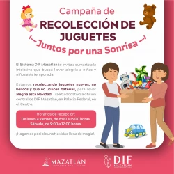 Sistema DIF y Gobierno de Mazatlán invitan a apoyar a campaña de recolección de juguetes “Juntos por una Sonrisa”