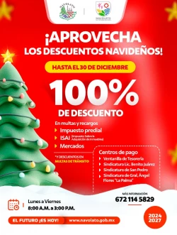 Navolato anuncia descuentos del 100% en multas y recargos durante diciembre