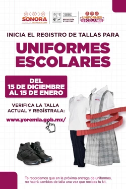 Arranca registro de tallas para uniformes escolares 2026-2027 en Sonora