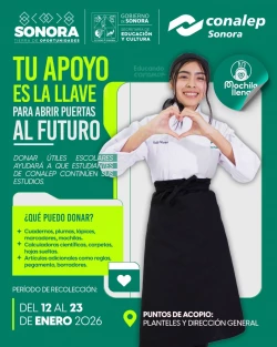 Conalep Sonora impulsa la solidaridad con la campaña “Mochila Llena: Educando CONAmor”