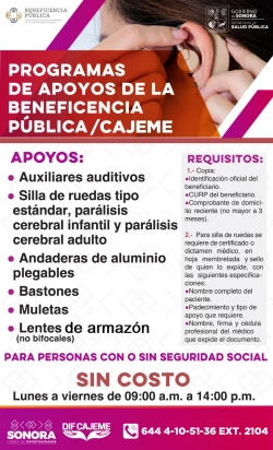 DIF Cajeme invita a la ciudadanía a acceder a los apoyos de la Beneficencia Pública