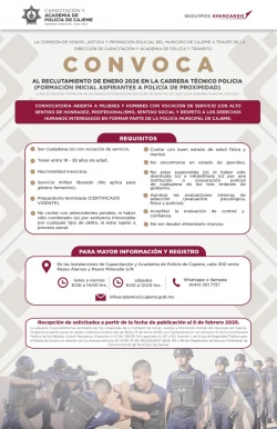 Abre Academia de Policía Municipal convocatoria de reclutamiento 2026