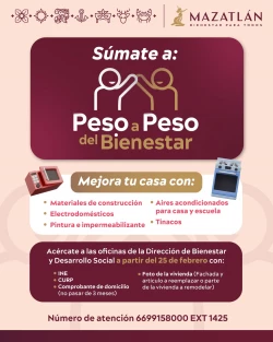 Abren convocatoria de programa “Peso a Peso del Bienestar"