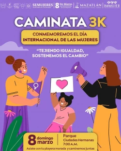 IMMUJER realizará caminata el domingo 08 de Marzo por el Día de la Mujer
