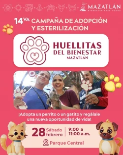 Este sábado será la edición 14 de la campaña de Adopción y Esterilización “Huellitas del Bienestar”