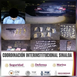 Detienen a hombre con droga, dinero y armas en Culiacán