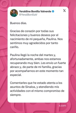 Agradece Gobernadora felicitaciones
