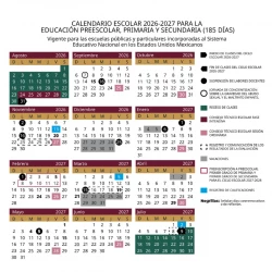 Ya hay calendario escolar 2026- 2027
