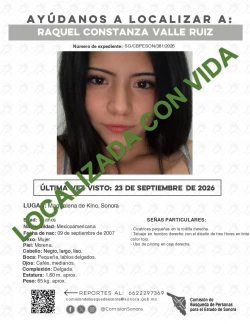 Localizan sana y salva a joven de 19 años reportada como desaparecida en Magdalena