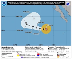 El huracán 'Rachel' cambia de trayectoria hacia el este e incrementa la humedad en Sonora