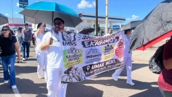 Se manifiestan trabajadores del IMSS en Ciudad Obregón; exigen insumos y mejor aumento salarial