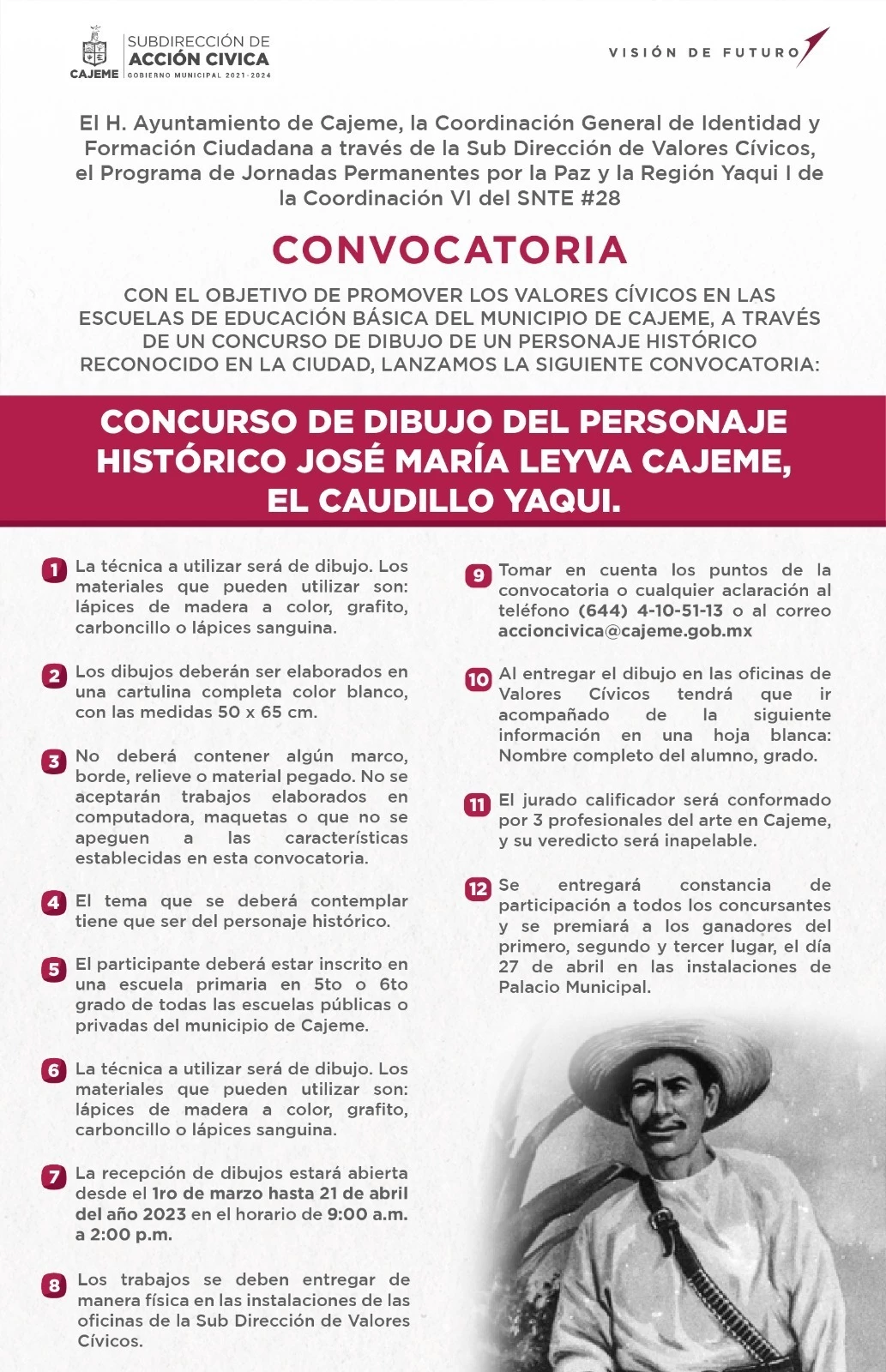 Invitan A Concurso De Recreación En Dibujo De José María Leyva Cajeme ...